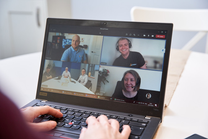 Remote Worker Using Laptop on Video Conference Call