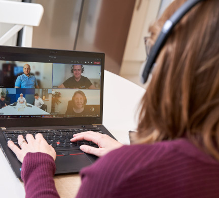 Remote Worker Using Laptop on Video Conference Call