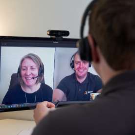 People Working From Home on a Video Conference Call