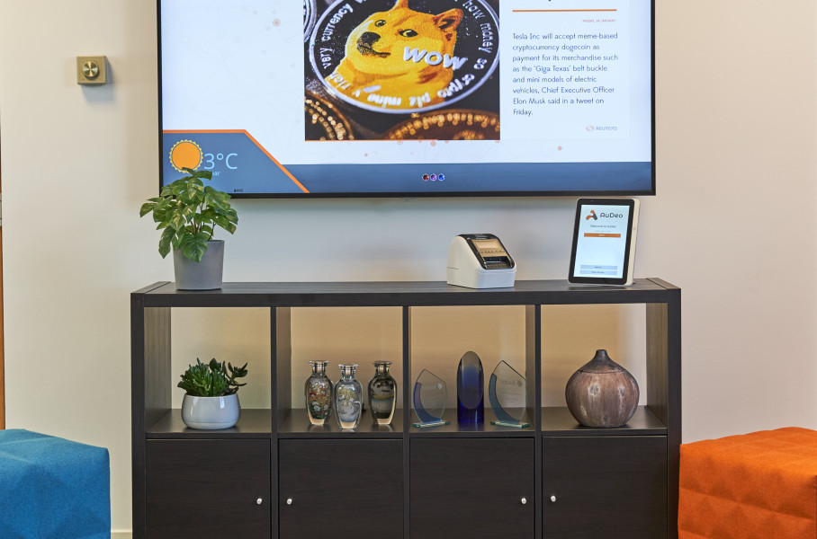 Digital Signage Screen in Office Reception Area