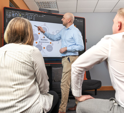 Collaboration Using Interactive Touch Screen in a Huddle Space