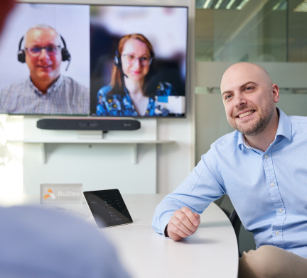 Video Conference Meeting in Boardroom