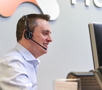 AuDeo Person Answering a Support Call