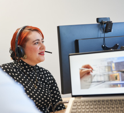 Person Using Cloud Telephony Solution with Headset