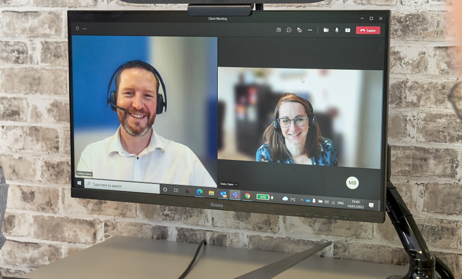 People on a Video Conference Call in a Huddle Space