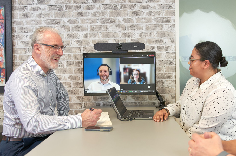 Video Conference Call in a Small Meeting Room